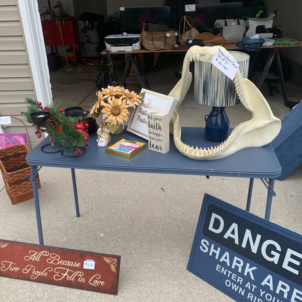 Pottery Barn Kids 3 piece set. Lamp, sign & Jaw.